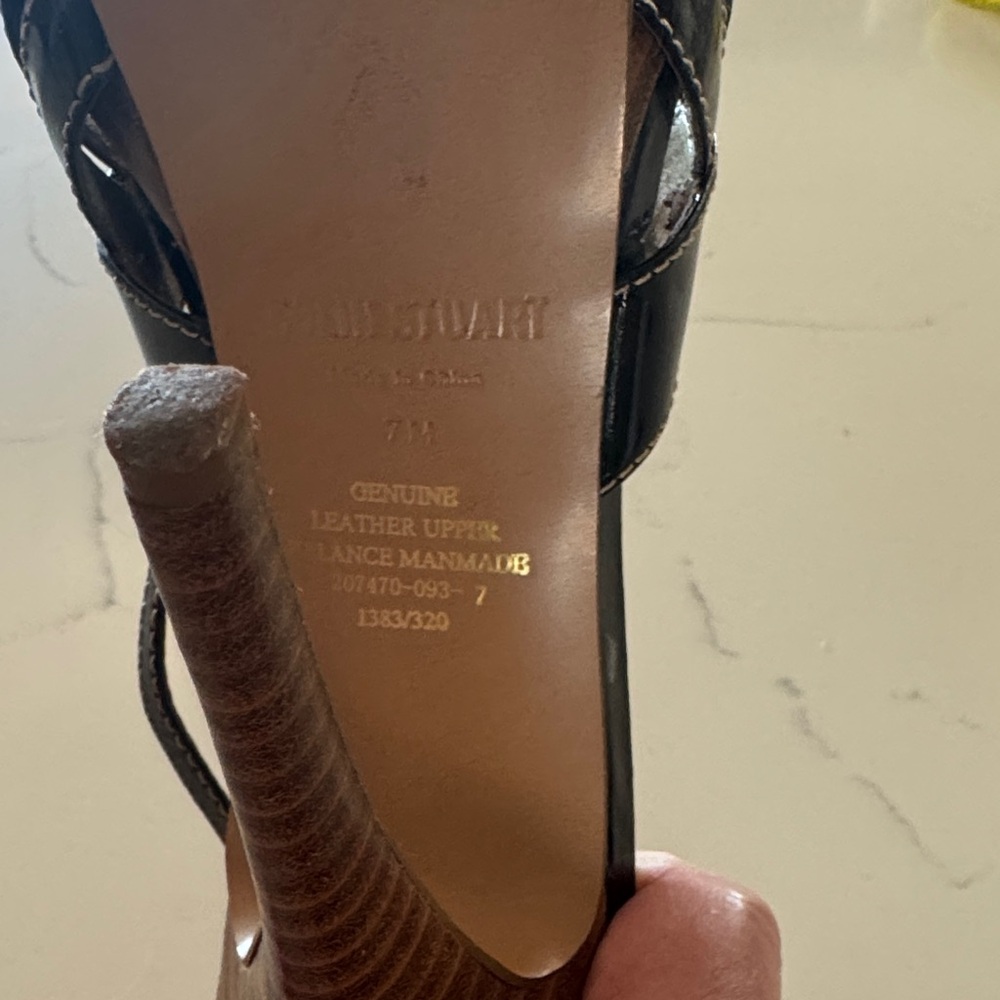 Colin Stuart Black Strappy Patent Heels View 3